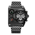 Multi-time Zone Oversized Dial Luminous Men's Watch Steel Belt
